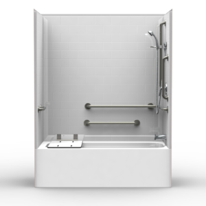 60"x32" Multi-Piece Tub-Shower | Subway Tile - 17" Threshold