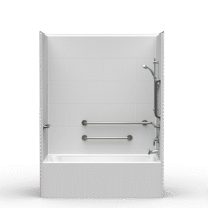 60"x34" Single-Piece Tub-Shower | Large Subway Tile - Flat Back - Code Compliant