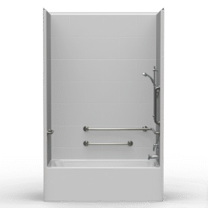 60"x32" Single-Piece Tub-Shower | Large Subway Tile - Extra Tall - Code Compliant