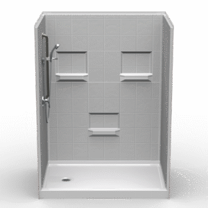 60"x42" Multi-Piece AFR Shower | Eight Inch Tile - Curbed