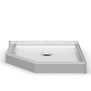 42"x41.75" Single-Piece Shower Pan | Neo-Angle - Center Drain - Curbed